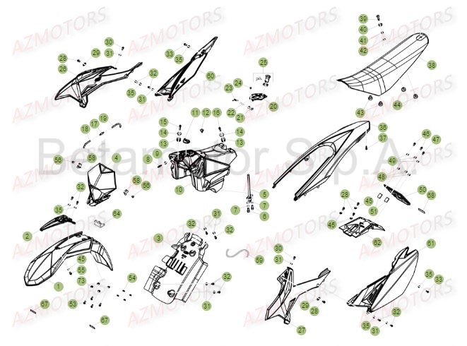 Carenages Reservoir Selle AZMOTORS PiÃ¨ces Beta 50 Motard STANDARD - 2016