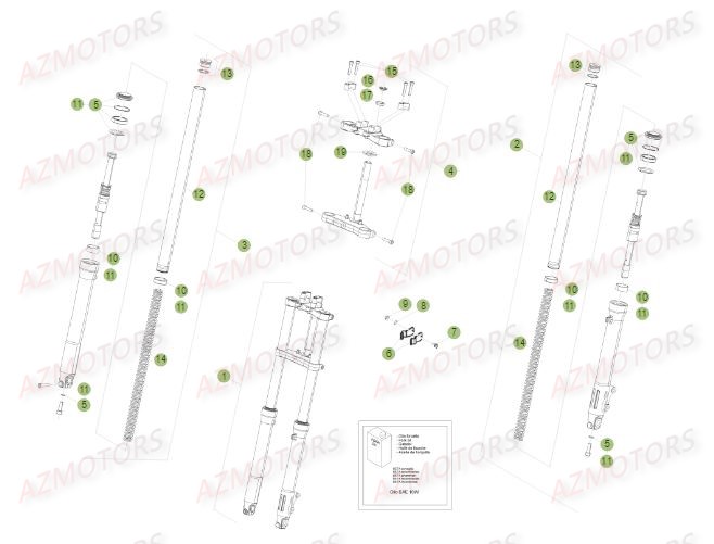 Fourche AZMOTORS PiÃ¨ces Beta 50 Motard STANDARD - 2016