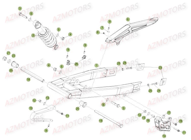 Fourche Arriere Suspension Arriere AZMOTORS PiÃ¨ces Beta 50 Motard STANDARD - 2016