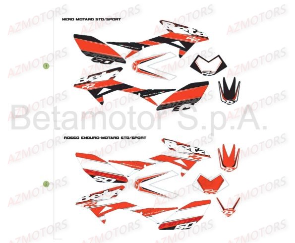 Stickers AZMOTORS PiÃ¨ces Beta 50 Motard STANDARD - 2016