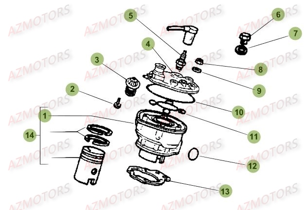 Cylindre AZMOTORS PiÃ¨ces Beta 50 RR Motard STANDARD - 2017