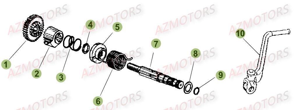 Kick Starter AZMOTORS PiÃ¨ces Beta 50 RR Motard STANDARD - 2017