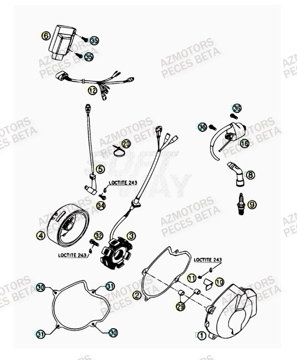 Allumage AZMOTORS PiÃ¨ces BETA RR 4T 525 - 2007