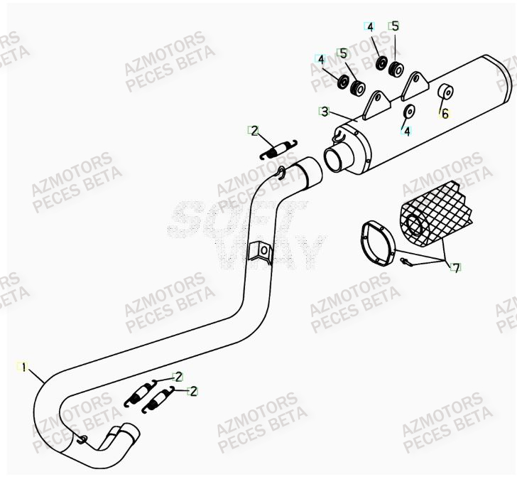 Echappement AZMOTORS PiÃ¨ces BETA RR 4T 525 - 2007