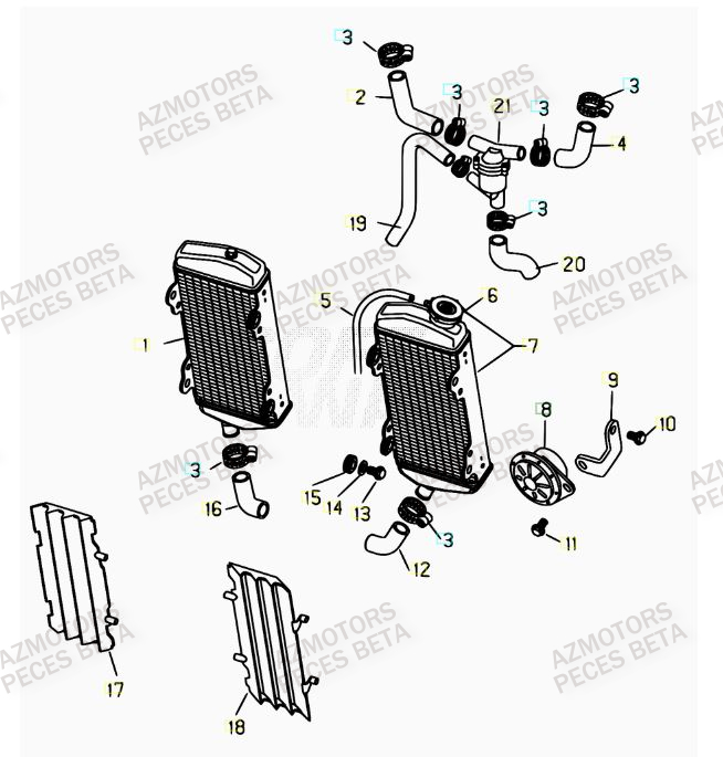 Radiateur AZMOTORS PiÃ¨ces BETA RR 4T 525 - 2007