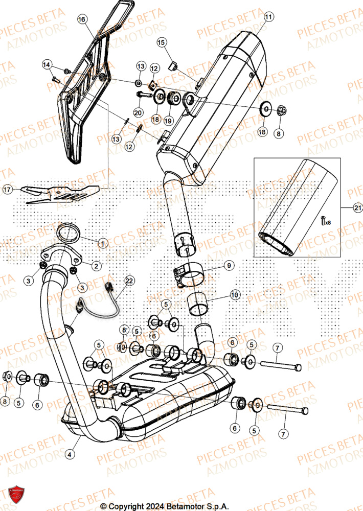 Echappement AZMOTORS PiÃ¨ces ALP 4.0 350 4T - 2025