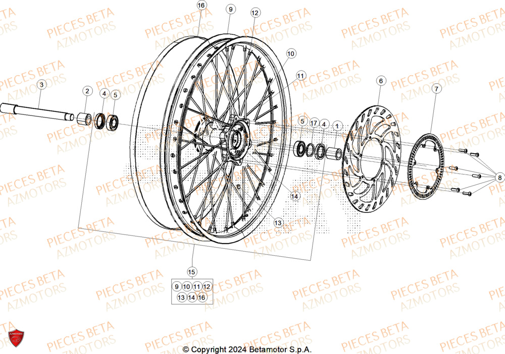 Roue Arriere AZMOTORS PiÃ¨ces ALP 4.0 350 4T - 2025
