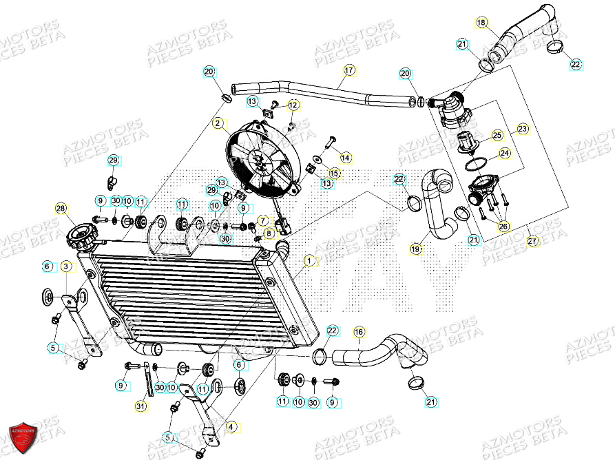 Radiateur AZMOTORS PiÃ¨ces ALP 4.0 350 4T - 2024