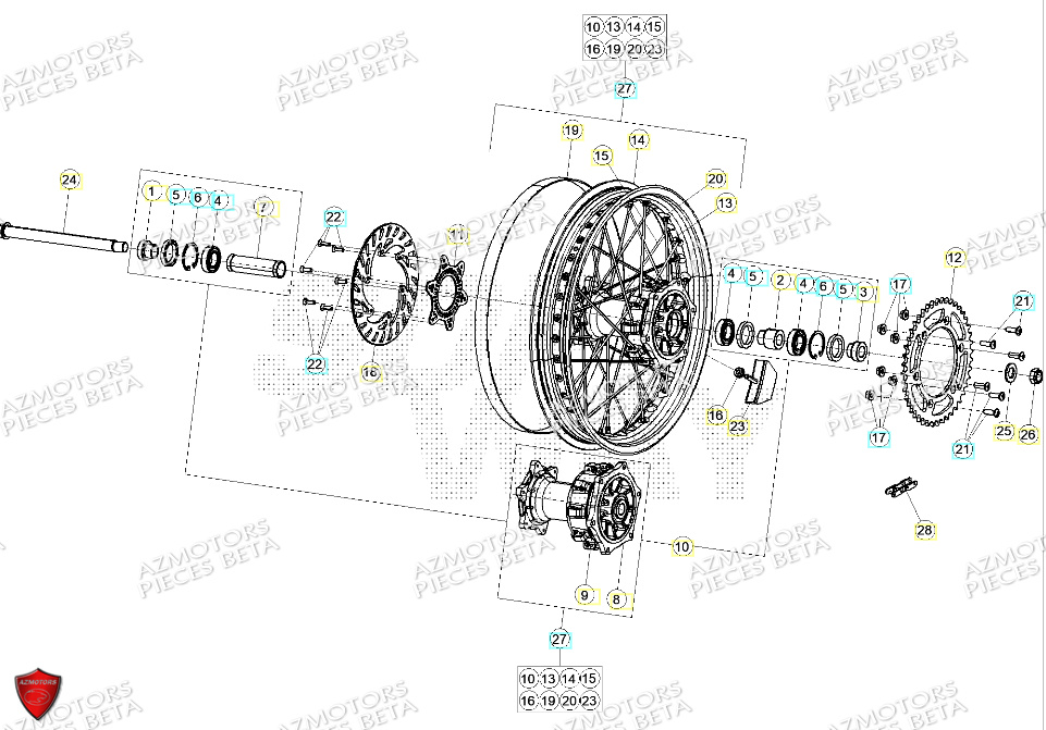 Roue Arriere AZMOTORS PiÃ¨ces ALP 4.0 350 4T - 2024