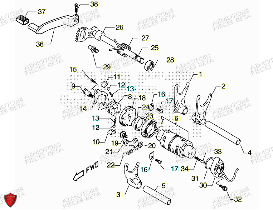 Commande Boite A Vitesses AZMOTORS PiÃ¨ces ALP 4.0 350 4T - 2018