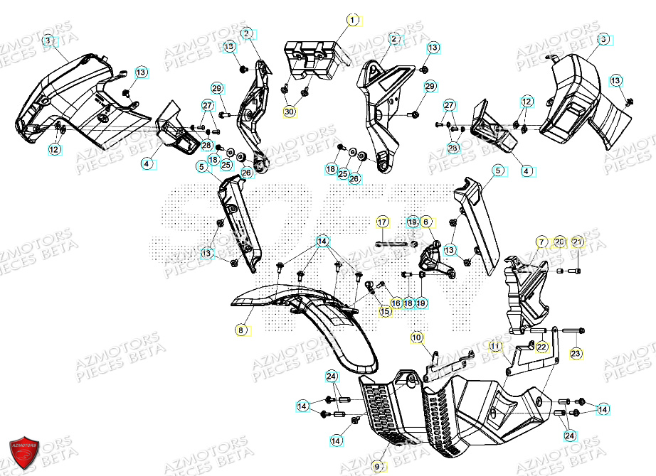 Carenages Avant AZMOTORS PiÃ¨ces ALP X 350 4T 2024
