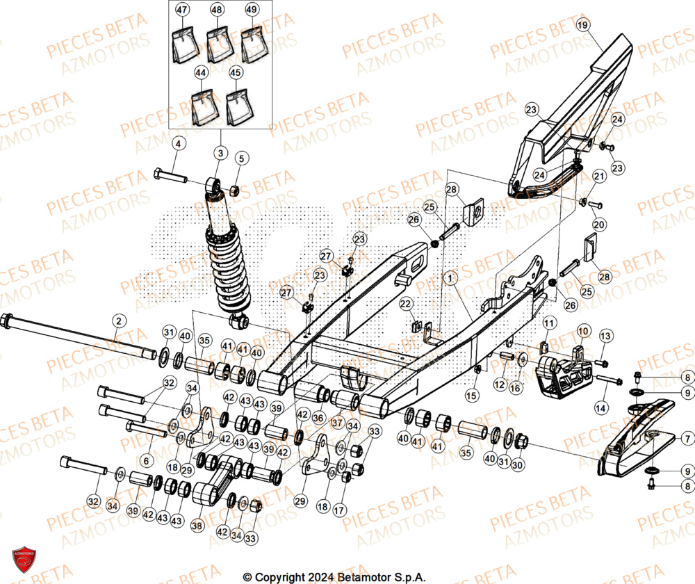 Bras Oscillant AZMOTORS PiÃ¨ces ALP X 350 4T 2025
