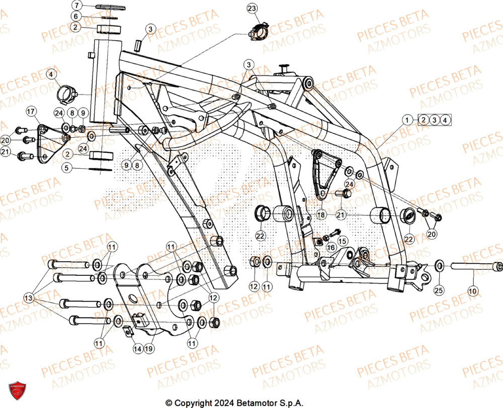 Chassis AZMOTORS PiÃ¨ces ALP X 350 4T 2025
