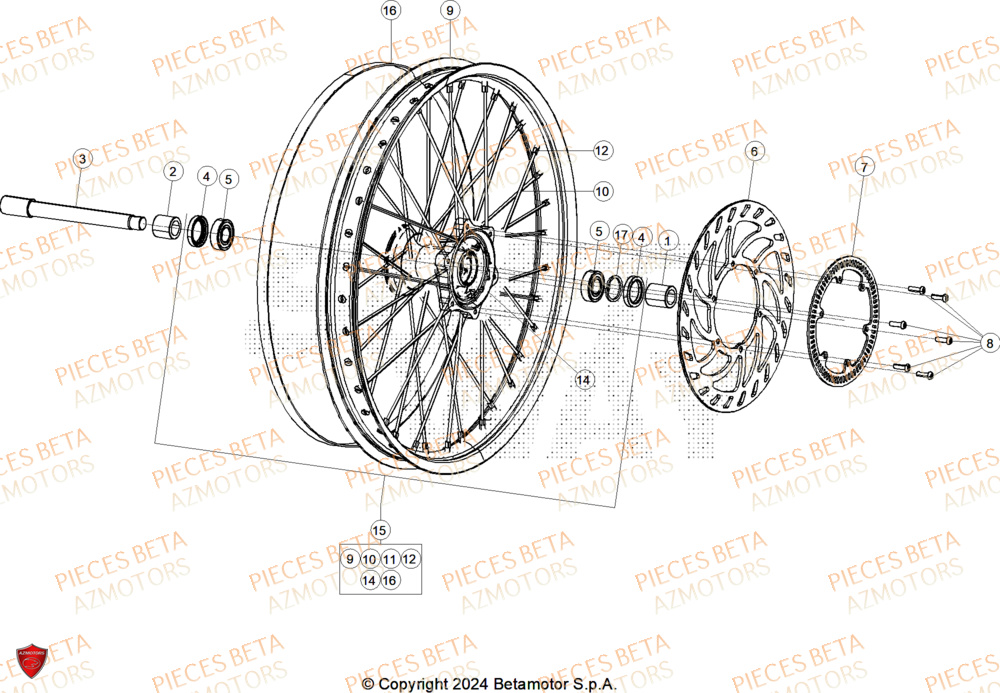Roue Avant AZMOTORS PiÃ¨ces ALP X 350 4T 2025
