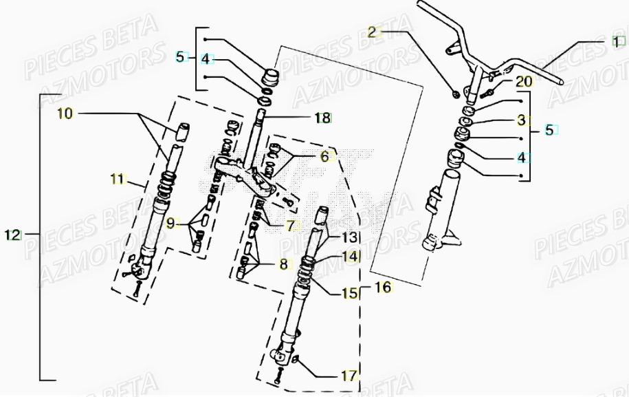 Fourche AZMOTORS PiÃ¨ces Scooter 50 ARK AIR 2007-2011