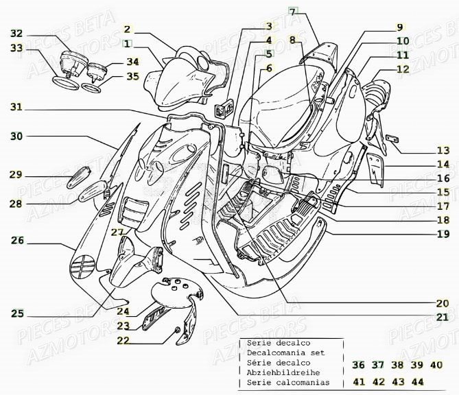 Carenages AZMOTORS PiÃ¨ces Scooter 50 ARK LC 2007-2011