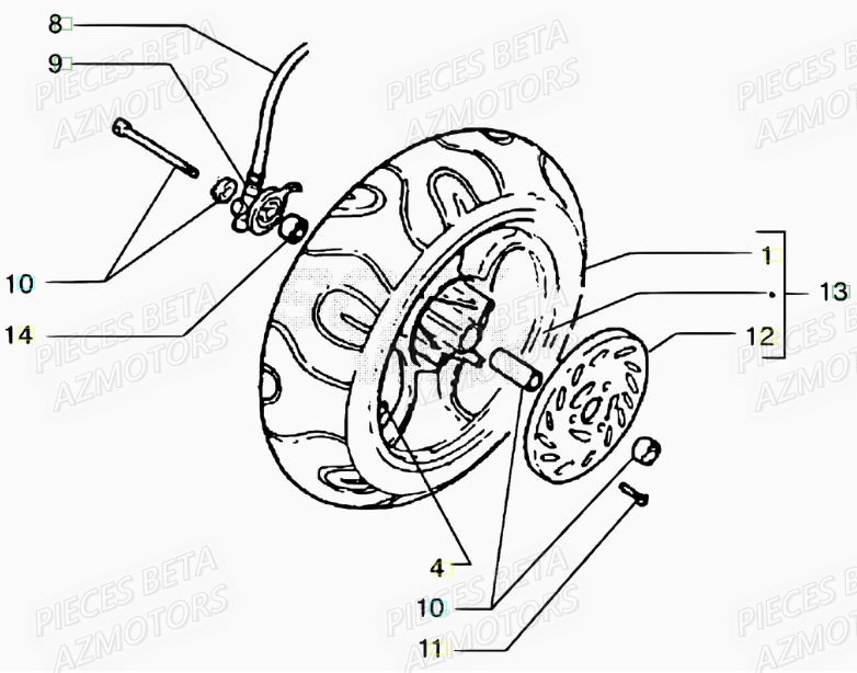 Roue Avant AZMOTORS PiÃ¨ces Scooter 50 ARK LC 2007-2011