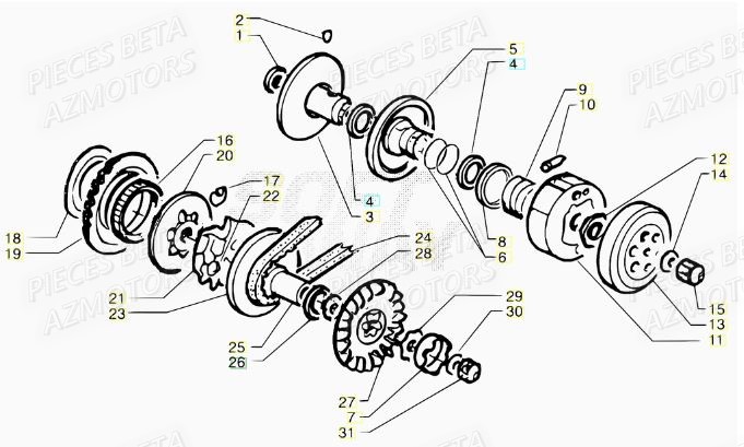 Embrayage AZMOTORS PiÃ¨ces Scooter 50 ARK LC 2013