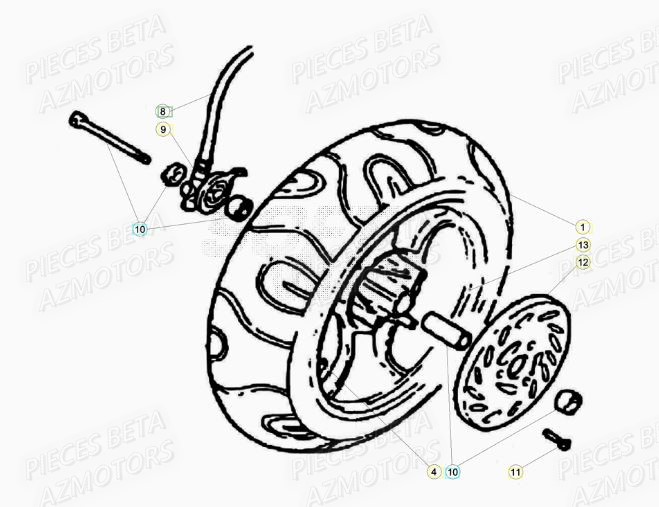 Roue Avant AZMOTORS PiÃ¨ces Scooter 50 ARK LC 2013