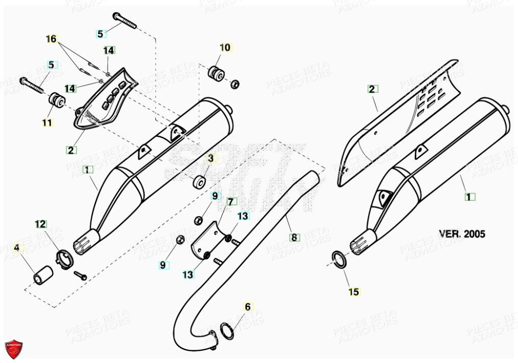 Echappement AZMOTORS PiÃ¨ces Alp 200cc [2007]