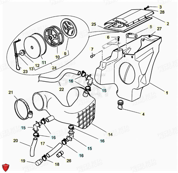 Filtre A Air AZMOTORS PiÃ¨ces Alp 200cc [2008-2011]