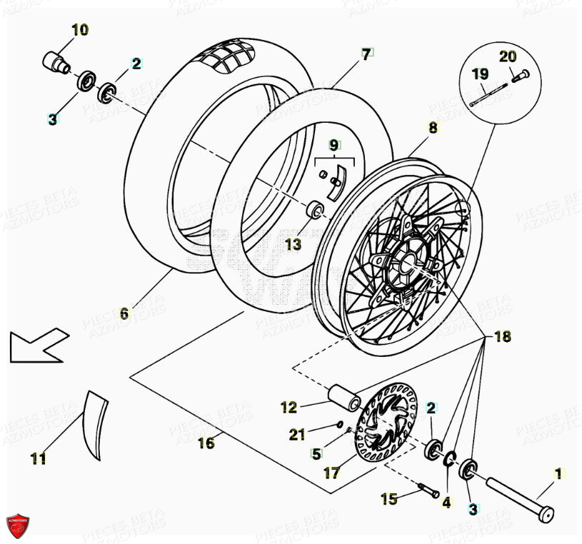 Roue Avant AZMOTORS PiÃ¨ces Alp 200cc [2008-2011]