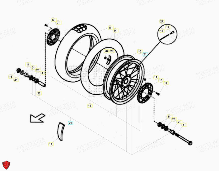 Roue Arriere AZMOTORS PiÃ¨ces ALP 200 [2014-2015]