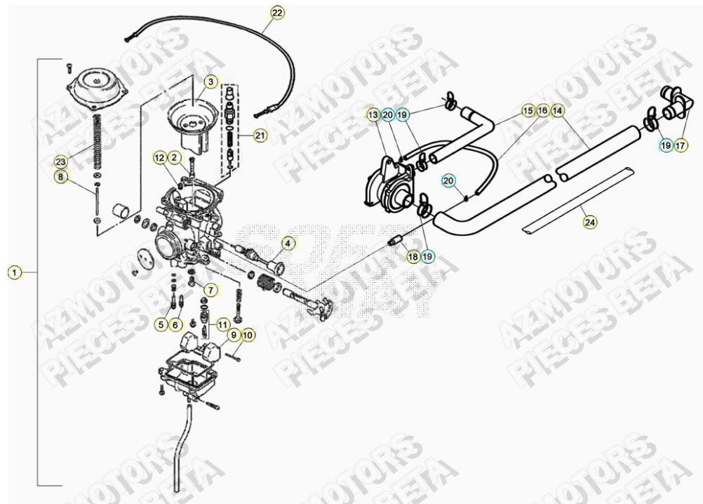 Carburateur AZMOTORS PiÃ¨ces ALP 200 [2022-2023]