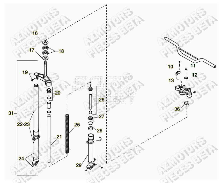 Fourche AZMOTORS PiÃ¨ces ALP 4.0 350cc [2007-2013]