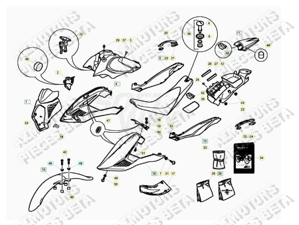 Carenages AZMOTORS PiÃ¨ces ALP 4.0 350cc [2014-2015]