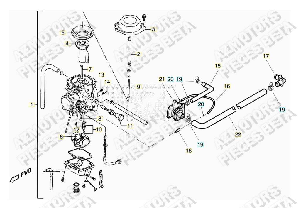 Carburateur AZMOTORS PiÃ¨ces ALP 4.0 350cc [2016-2017]