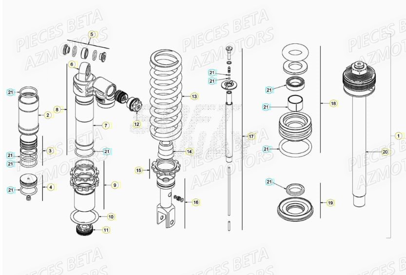 Amortisseur AZMOTORS PiÃ¨ces BETA RR XTRAINER 250 2T - (2017)