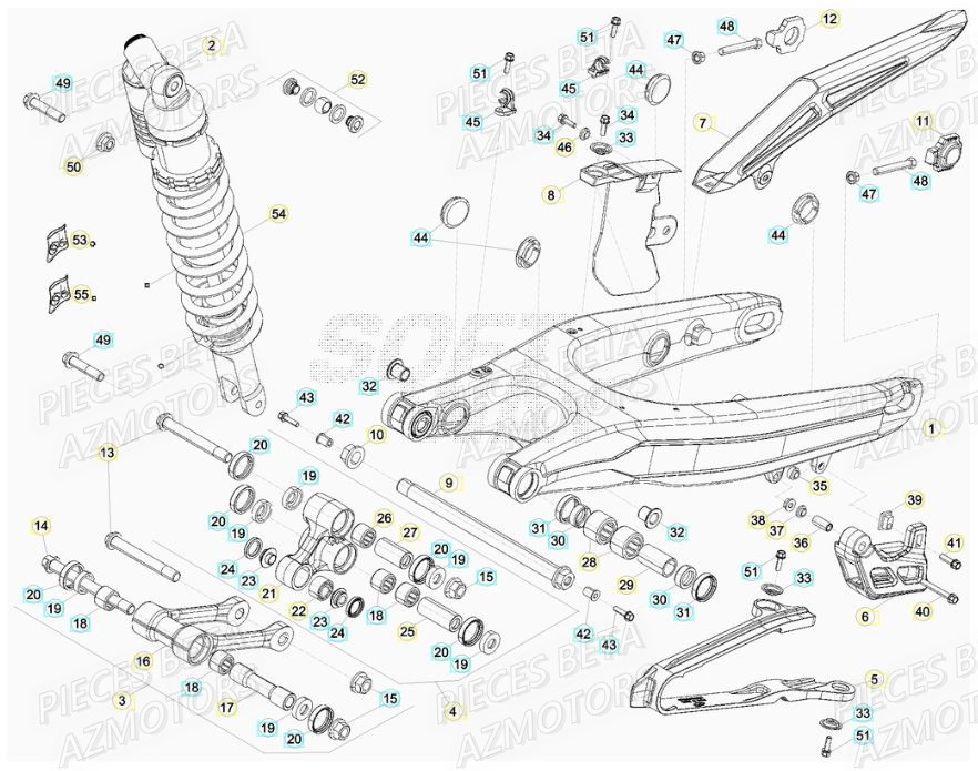 Bras Oscillant AZMOTORS PiÃ¨ces BETA RR XTRAINER 250 2T - (2017)