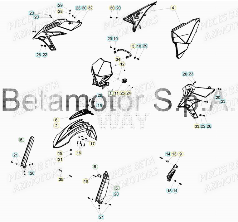PROTECTION TIGE - KIT WHITE - BETA pour CARENAGES AVANT de BETA XTRAINER 250 MY17