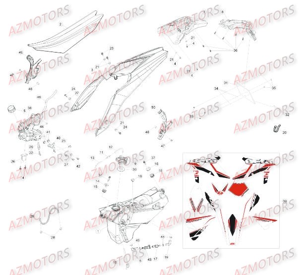 Carenages Reservoir Selle 2 AZMOTORS PiÃ¨ces BETA RR XTRAINER 300 2T - (2015)