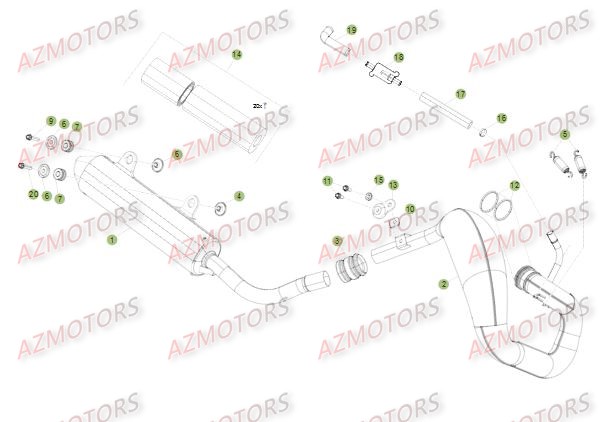 Echappement AZMOTORS PiÃ¨ces BETA RR XTRAINER 300 2T - (2015)