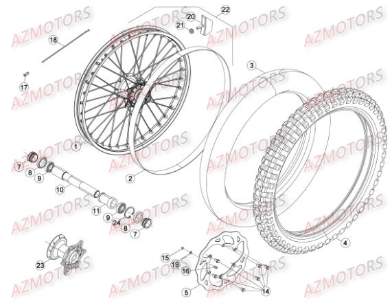Roue Avant AZMOTORS PiÃ¨ces BETA RR XTRAINER 300 2T - (2015)