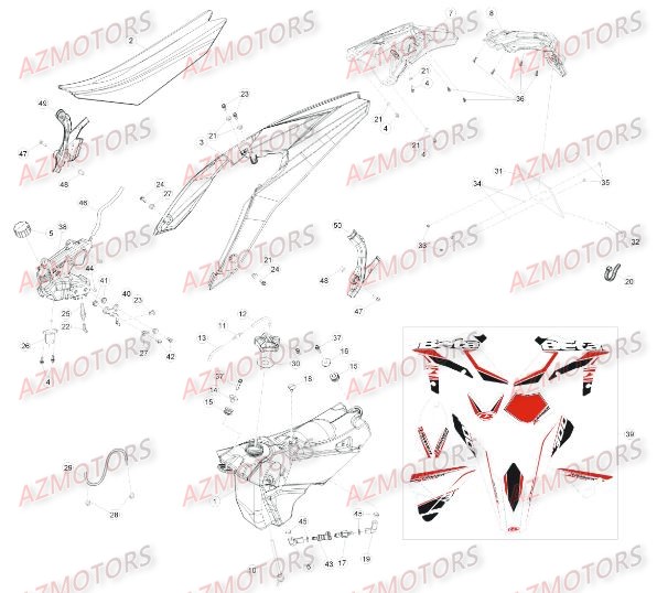 Carenages Reservoir Selle 2 AZMOTORS PiÃ¨ces BETA RR XTRAINER 300 2T - (2016)