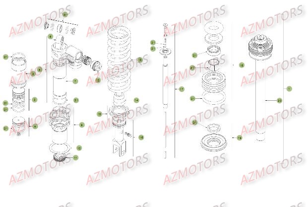 Suspension Arriere 2 AZMOTORS PiÃ¨ces BETA RR XTRAINER 300 2T - (2016)