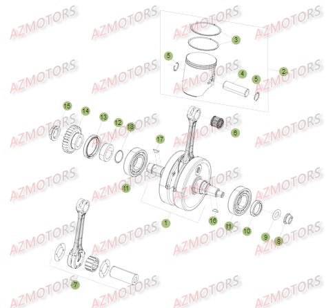Vilebrequin Piston Contre Arbre AZMOTORS PiÃ¨ces BETA RR XTRAINER 300 2T - (2016)