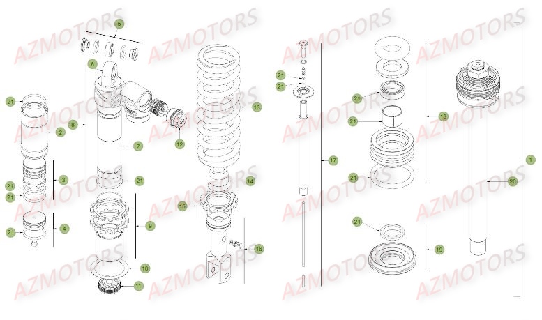 Amortisseur AZMOTORS PiÃ¨ces BETA RR XTRAINER 300 2T - (2017)