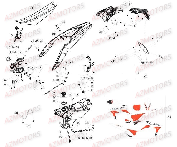 Carenages Arriere AZMOTORS PiÃ¨ces BETA RR XTRAINER 300 2T - (2017)