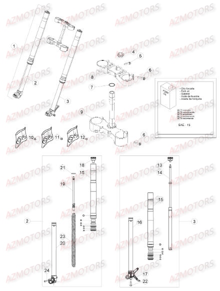 Fourche AZMOTORS PiÃ¨ces BETA RR XTRAINER 300 2T - (2017)