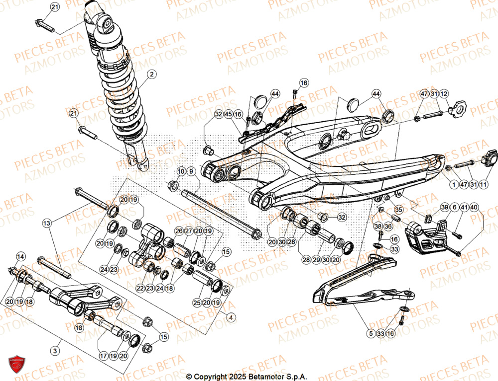 Bras Oscillant AZMOTORS Pieces BETA CROSS RX 250 2T - (2026)