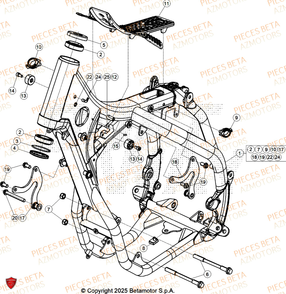 Chassis AZMOTORS Pieces BETA CROSS RX 250 2T - (2026)