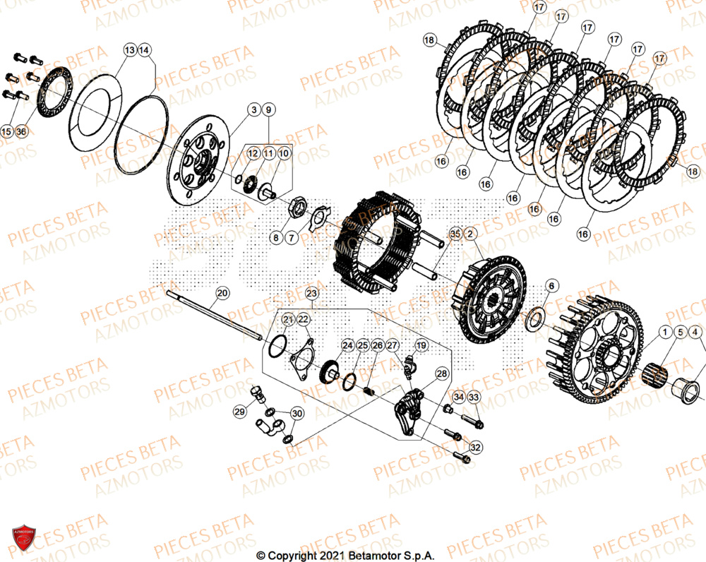 Embrayage AZMOTORS Pieces BETA CROSS RX 250 2T - (2026)