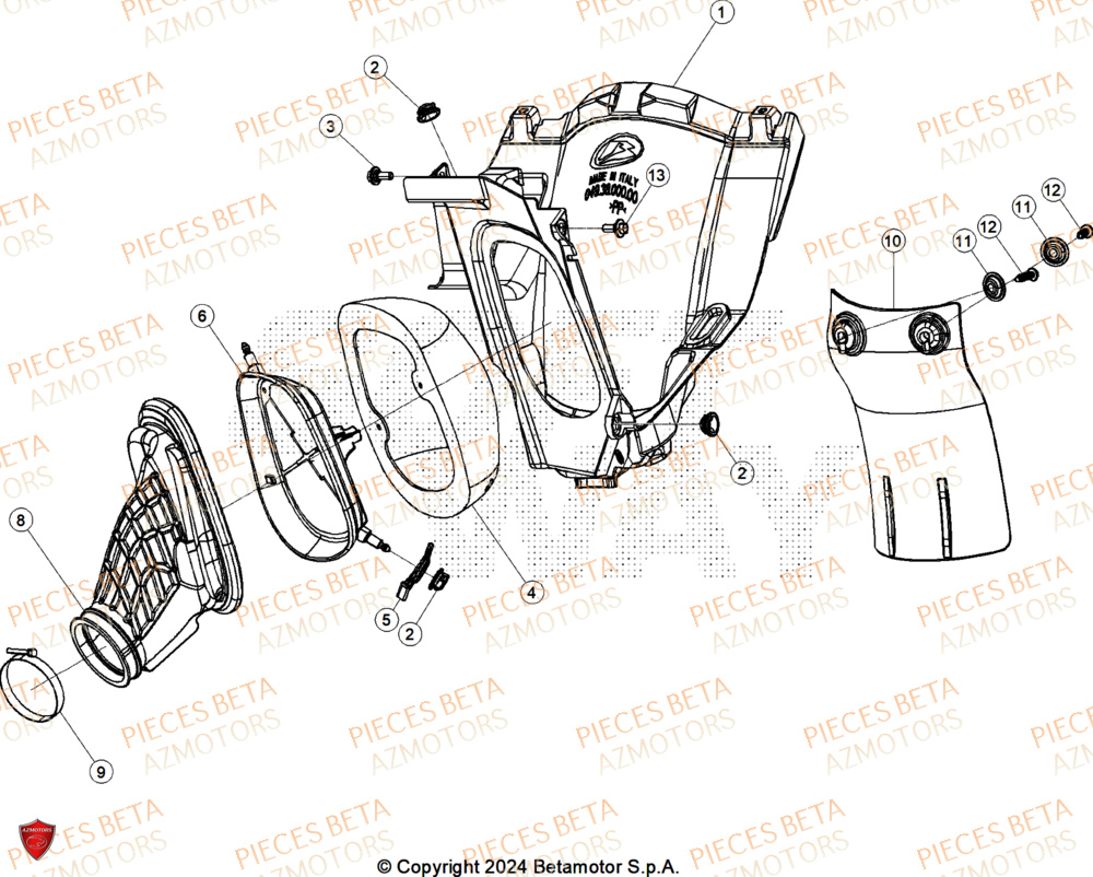 Filtre A Air AZMOTORS Pieces BETA CROSS RX 250 2T - (2026)