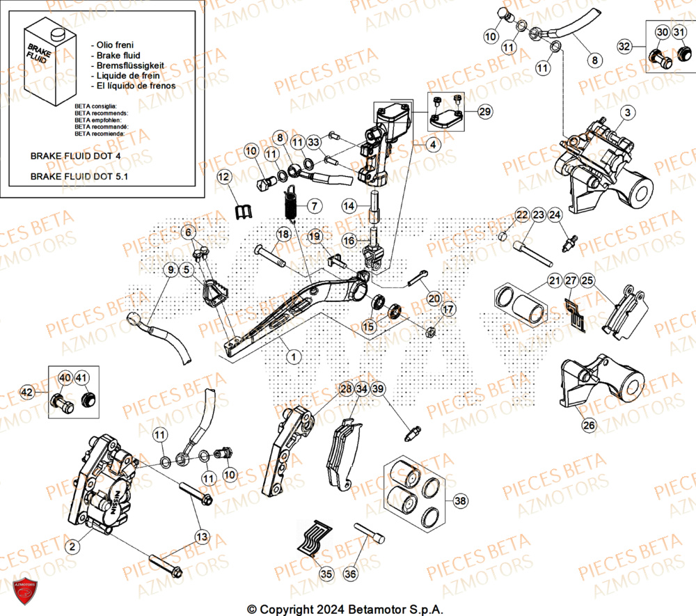 Freins AZMOTORS Pieces BETA CROSS RX 250 2T - (2026)