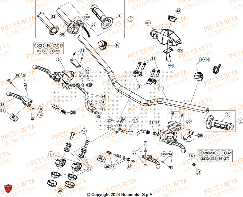 Guidon AZMOTORS Pieces BETA CROSS RX 250 2T - (2026)
