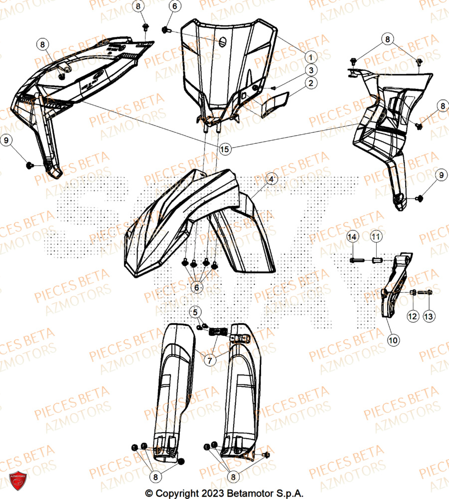 Carenage Avant AZMOTORS Pieces BETA CROSS RX 350 2T - (2026)